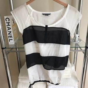 Armani Exchange black and light cream top - XS